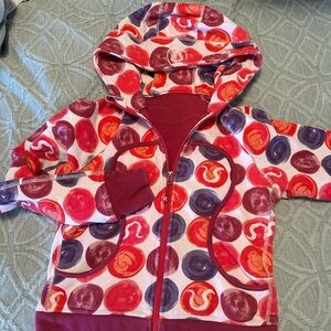 lululemon athletica Hooded Zip Sweatshirt in Red, Purple & Pink Dot Print Retro